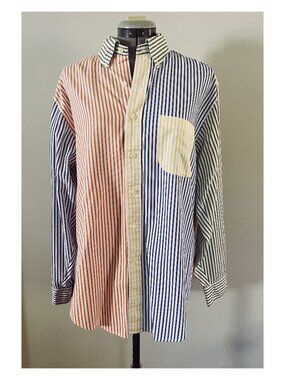 Brook's Brothers Sz M Men's Color Block Vertical Stripe Button Down Shirt
